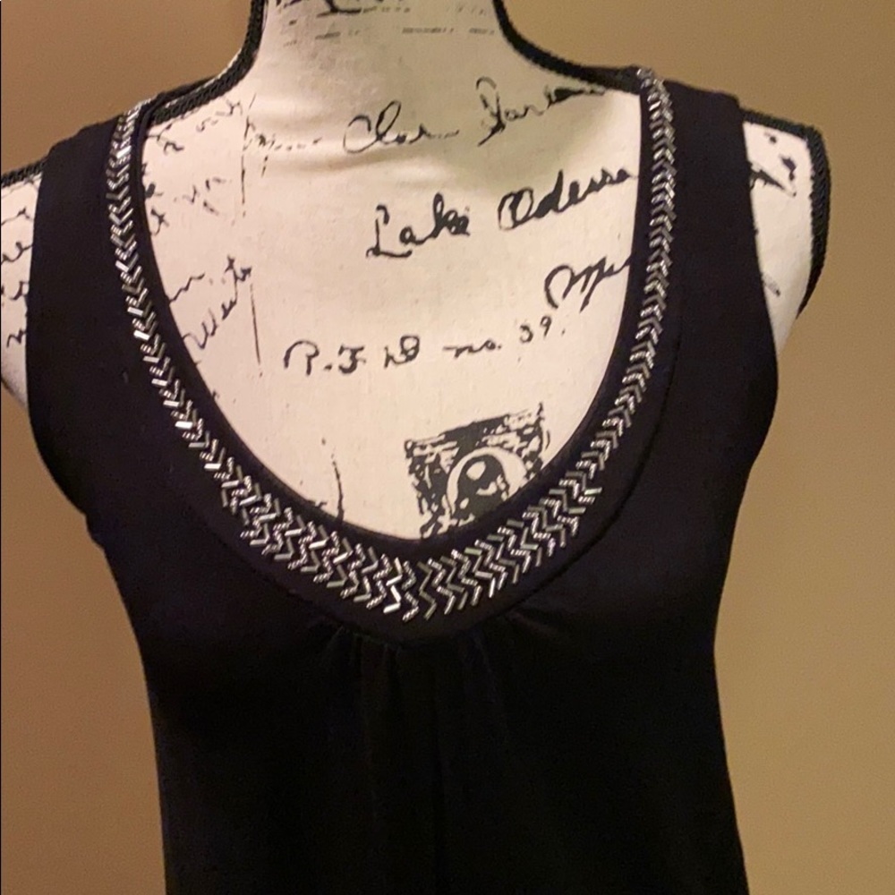 White House Black Market black jeweled tank S - Picture 2 of 7